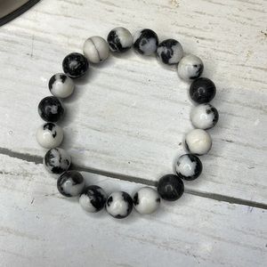 Bombshell Beads Black and White Zebra Jasper Marble Beaded Bracelet